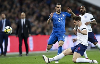England draws Italy 1-1 during friendly soccer match in London, Britain