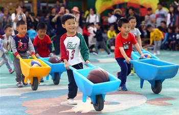 Children take part in sports games in Tianjin, N China