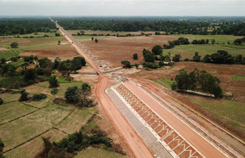 Longest bridge in China-Laos railway project under construction
