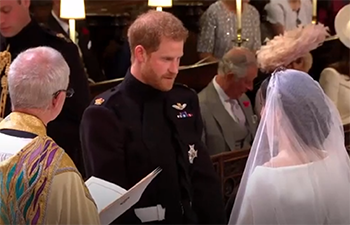 “Till death us do part" The royal couple make their vows and are declared husband and wife