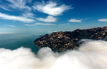 Aerial view of Laoshan mountain scenic zone in Qingdao