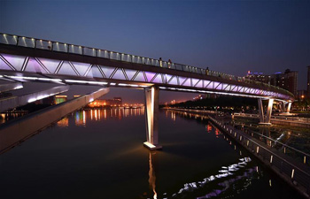 Night view of Fenhe River in Taiyuan, N China