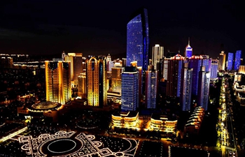 Night view of 18th SCO summit host city Qingdao