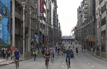 Annual car free day event held in downtown Brussels