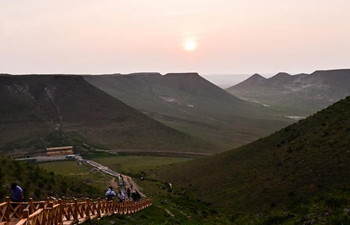 Sunset at Pingding Mountain scenic spot in China's Inner Mongolia