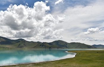 Scenery of Yamzbog Yumco Lake in SW China's Tibet