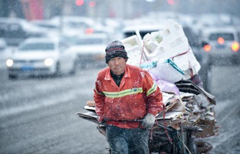 Sanitary workers and vehicles dispatched to clear snow in China's Changchun
