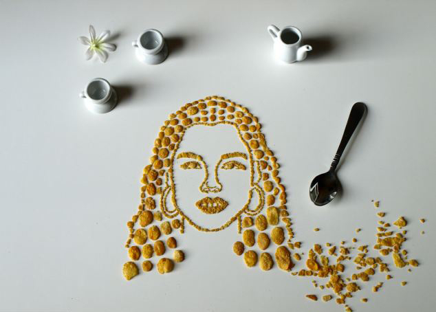 美藝術家用玉米片拼出生動肖像畫【圖】