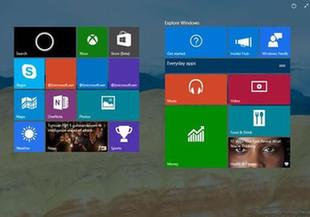 Windows 10新增透明开始菜单 磁贴浮在桌面上