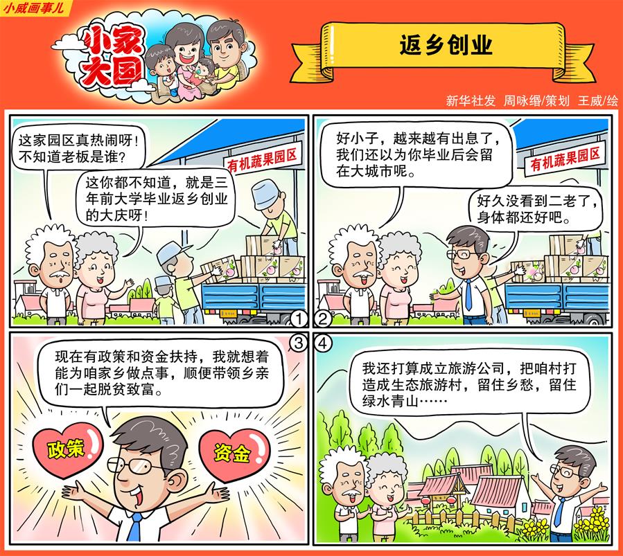 （图表·漫画）[十九大·话民生]小家大国之返乡创业（彩色）