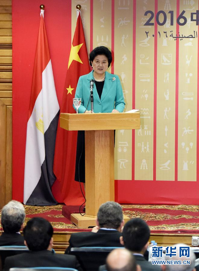  3月26日，中国国务院副总理刘延东在埃及首都开罗出席中埃大学校长论坛闭幕式并致辞。 新华社记者赵丁喆摄 