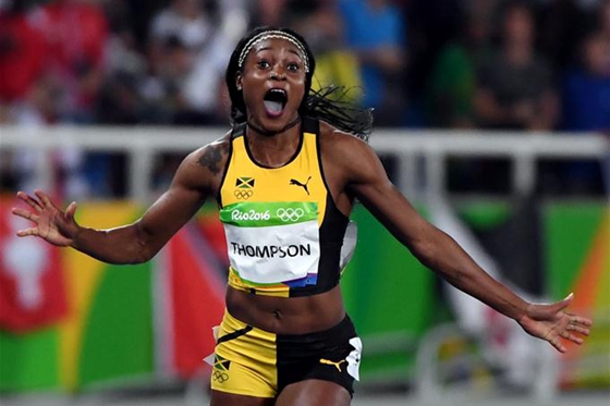 女子100米:牙买加选手汤普森夺冠