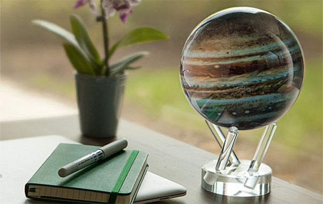 The Earth's Magnetic Field Keeps This Desktop Jupiter Globe Spinning