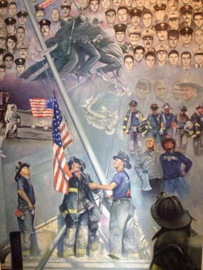 纪念911华裔画家5年绘所有牺牲消防员群像组图