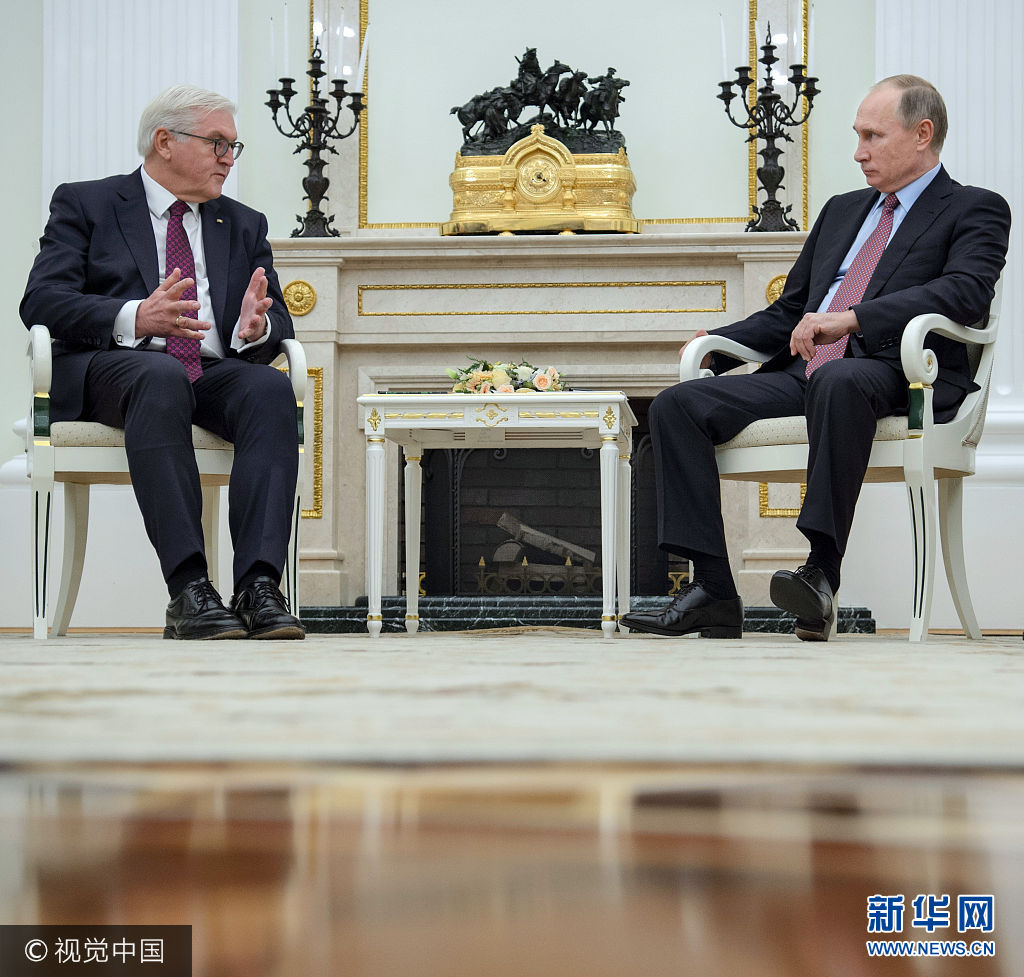 莫斯科：俄罗斯总统普京会见德国总统施泰因迈尔