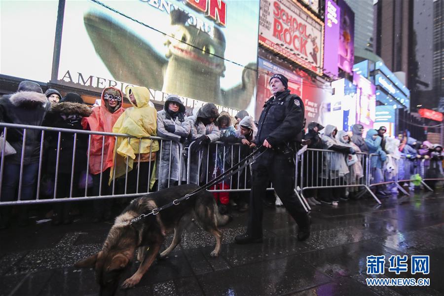 （国际）（6）纽约时报广场雨中迎新年