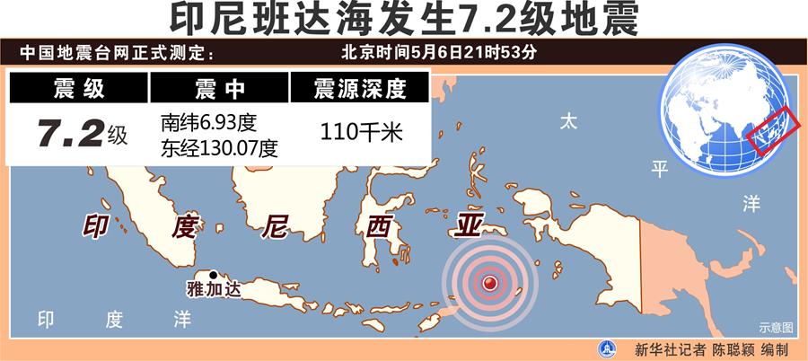 （圖表）〔印尼地震〕印尼班達海發生7.2級地震