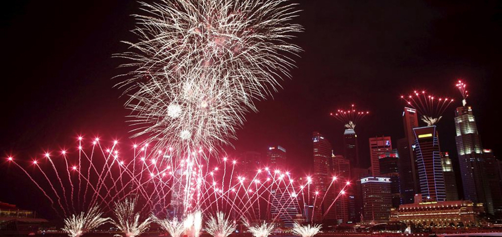 新加坡举行建国50周年游行彩排