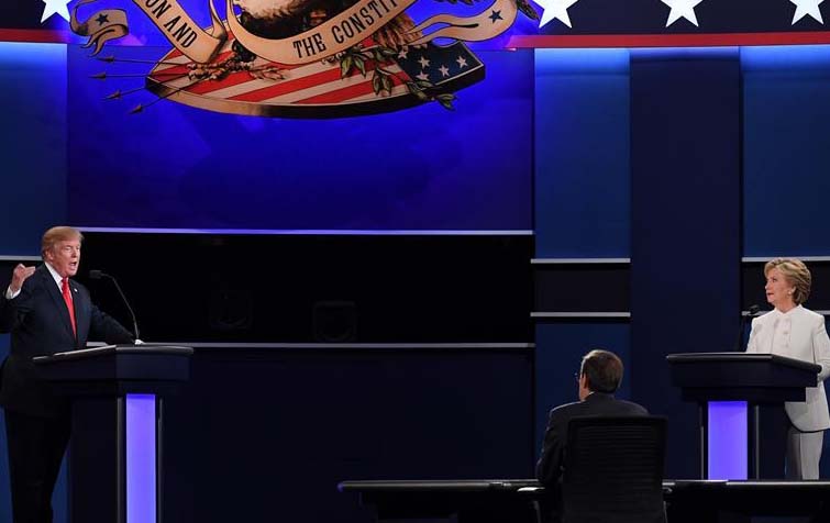 美国总统候选人进行第三场电视辩论