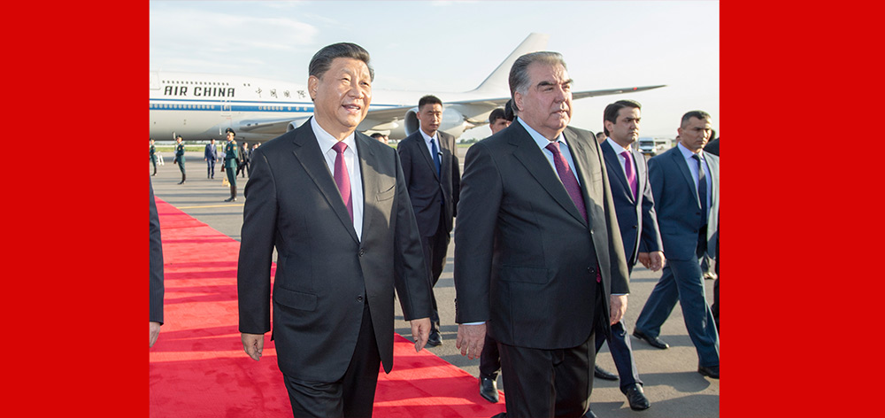 習近平抵達杜尚別開始出席亞信峰會並對塔吉克斯坦共和國進行國事訪問